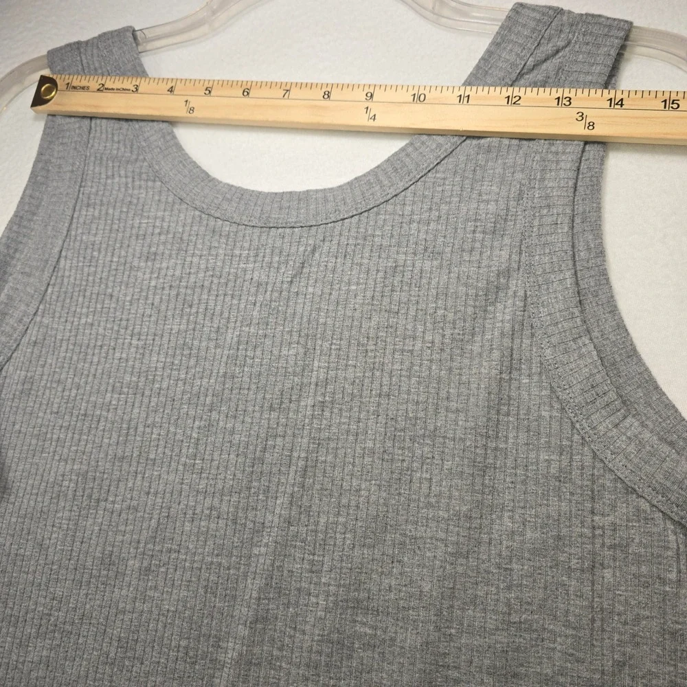 Grey Ribbed Knit Tank Top Scoop Neck Sleeveless Stretch Cami XXL M8M293 - Picture 6 of 7